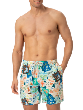 Lightweight fabric swim-shorts Lighting with cocktail print - MC2 Saint Barth
