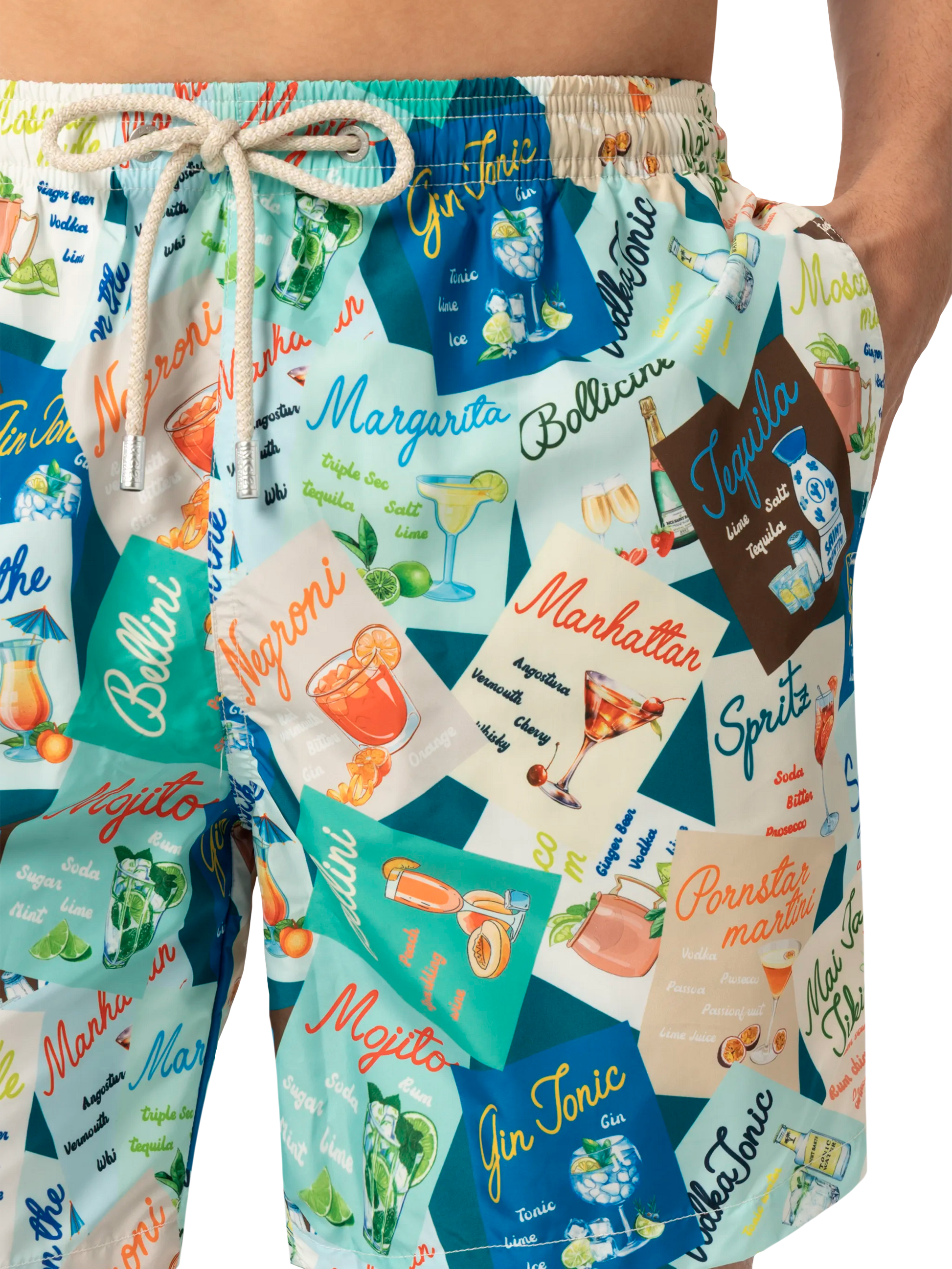 Lightweight fabric swim-shorts Lighting with cocktail print - MC2 Saint Barth