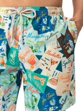 Lightweight fabric swim-shorts Lighting with cocktail print - MC2 Saint Barth