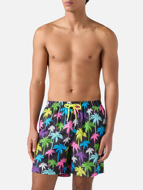 Lightweight fabric swim shorts Lighting with palm print