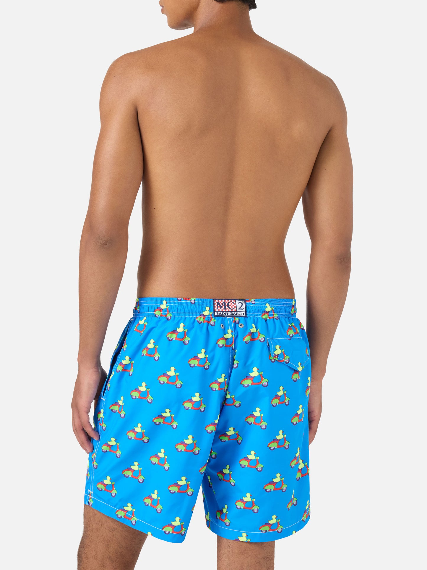 Bañador azul con estampado de patos en scooters | Edición Especial 