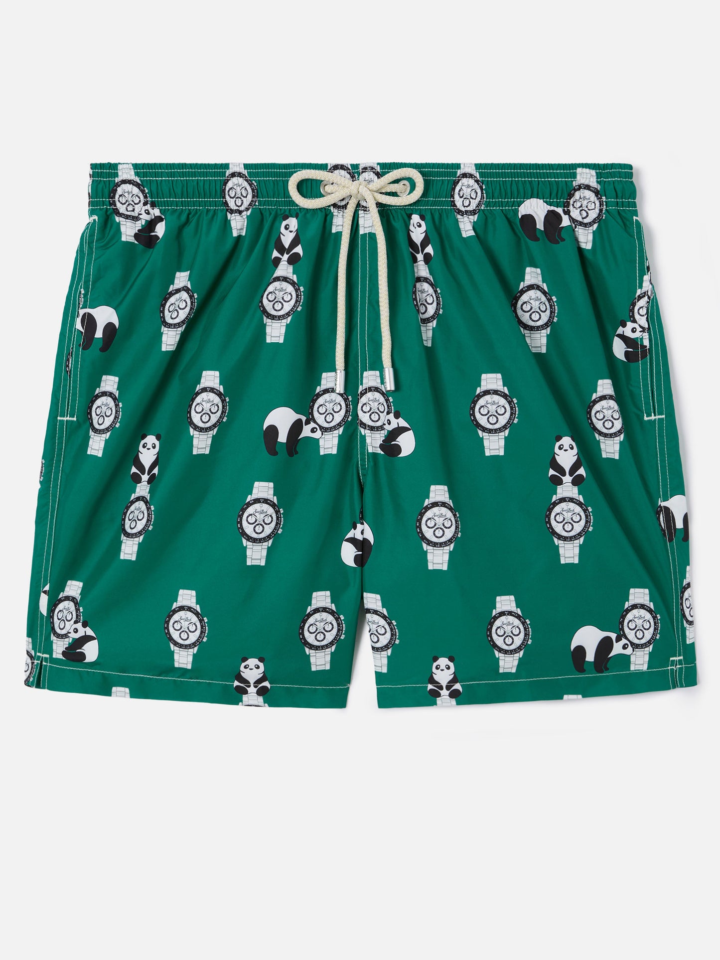 Short de bain Green Lighting avec imprimé all-over panda et montres 