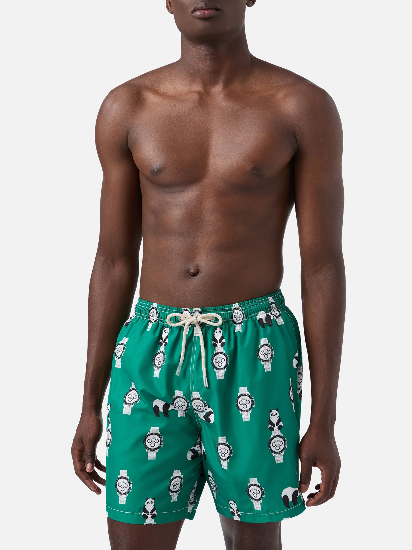 Short de bain Green Lighting avec imprimé all-over panda et montres 