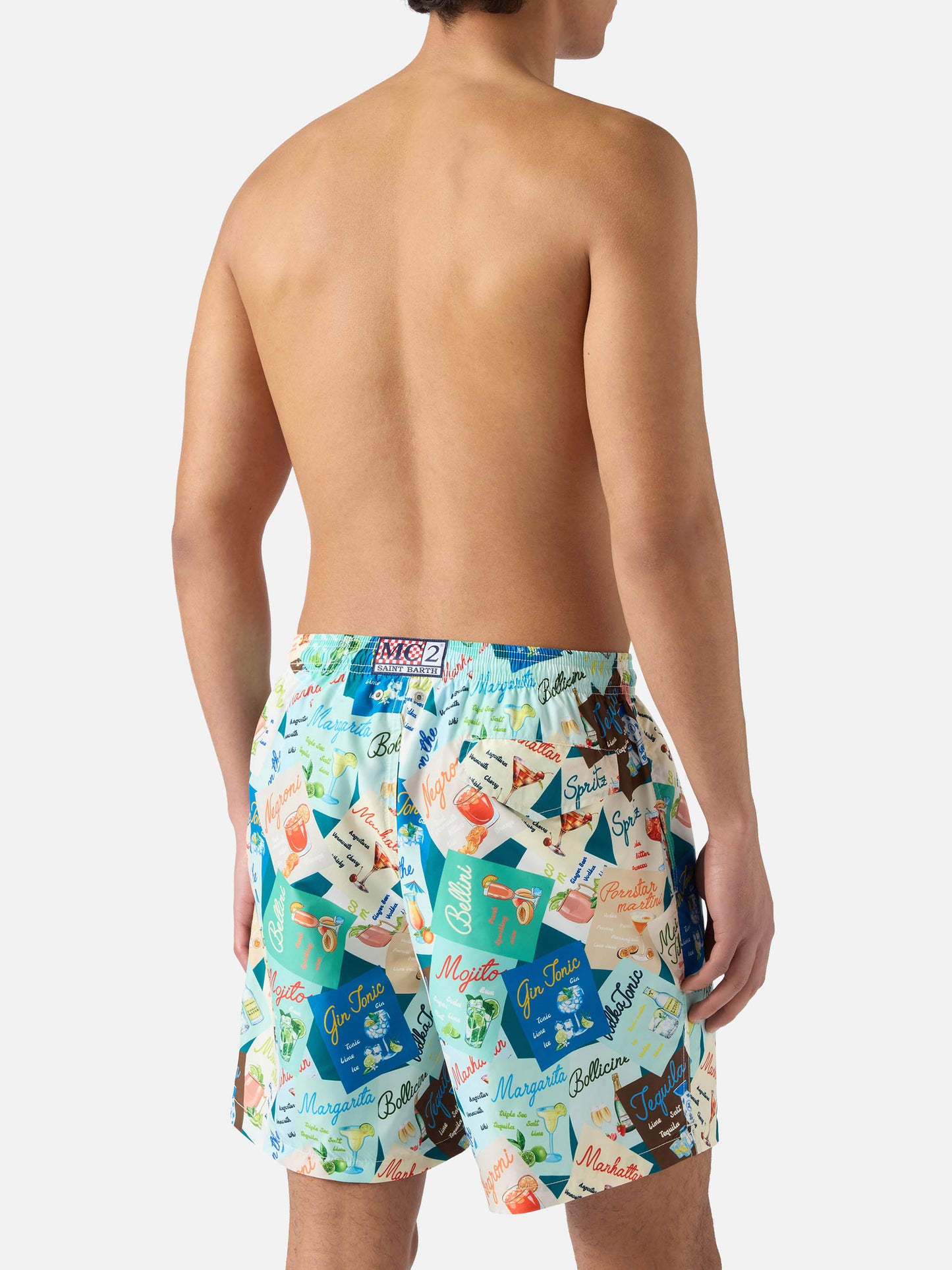 Short de bain Lighting multicolore avec imprimé cocktails all-over 