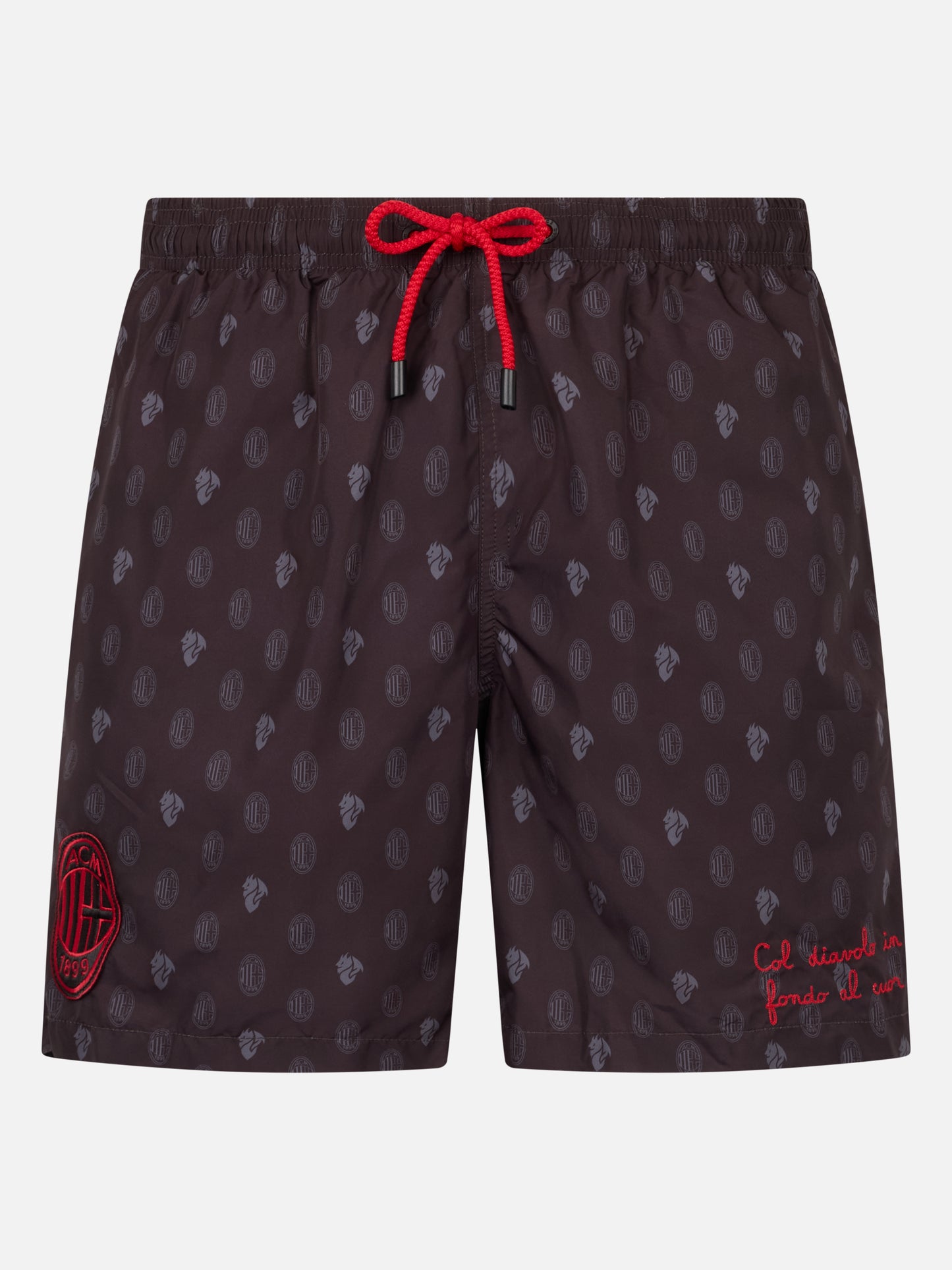Man lightweight fabric swim shorts with Milan logo print and patch | AC MILAN SPECIAL EDITION - MC2 Saint Barth