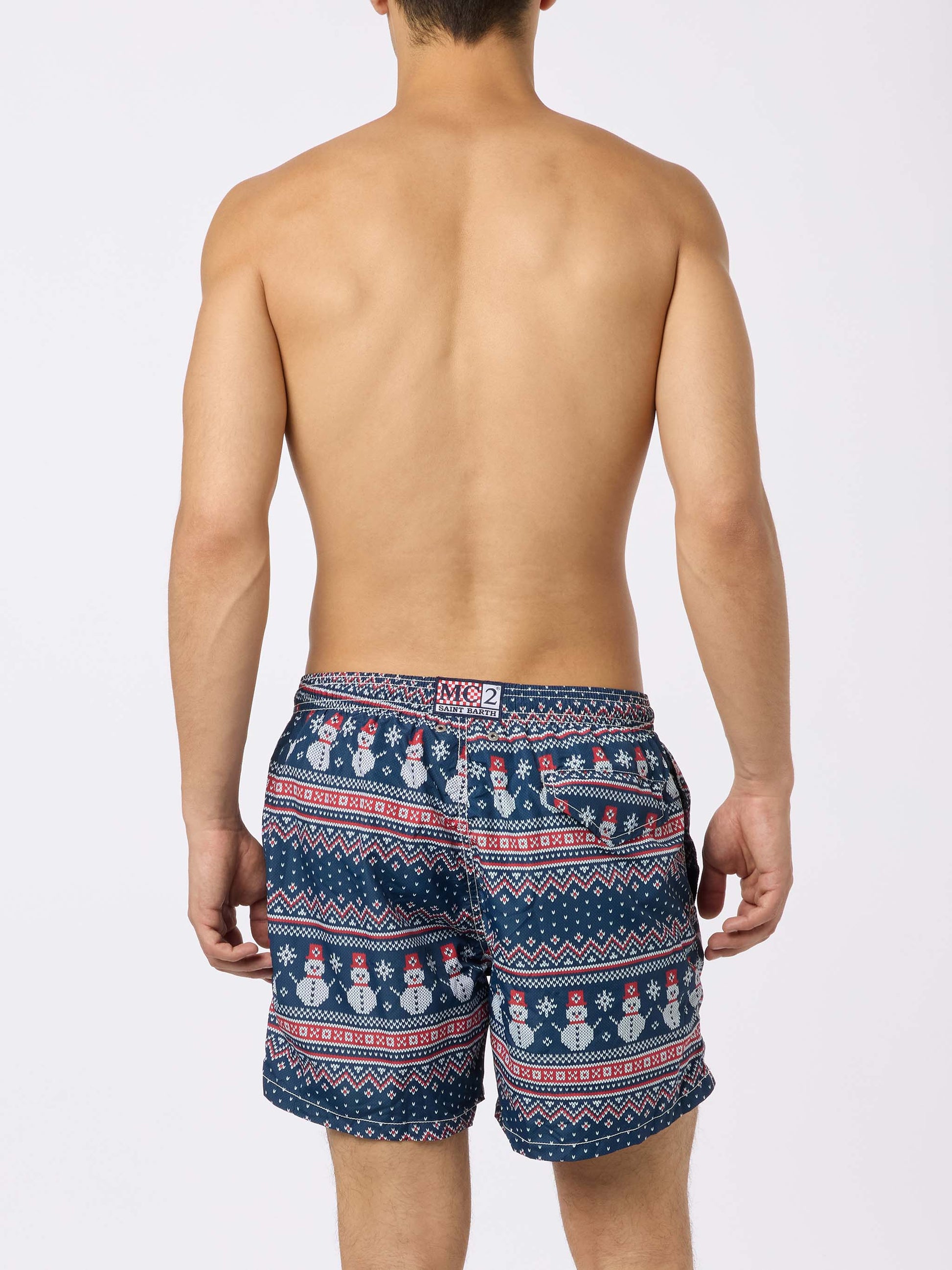 Light fabric man swim shorts snowman print - MC2 Saint Barth
