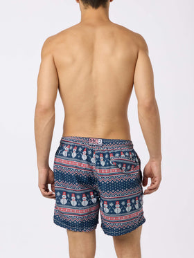 Light fabric man swim shorts snowman print - MC2 Saint Barth