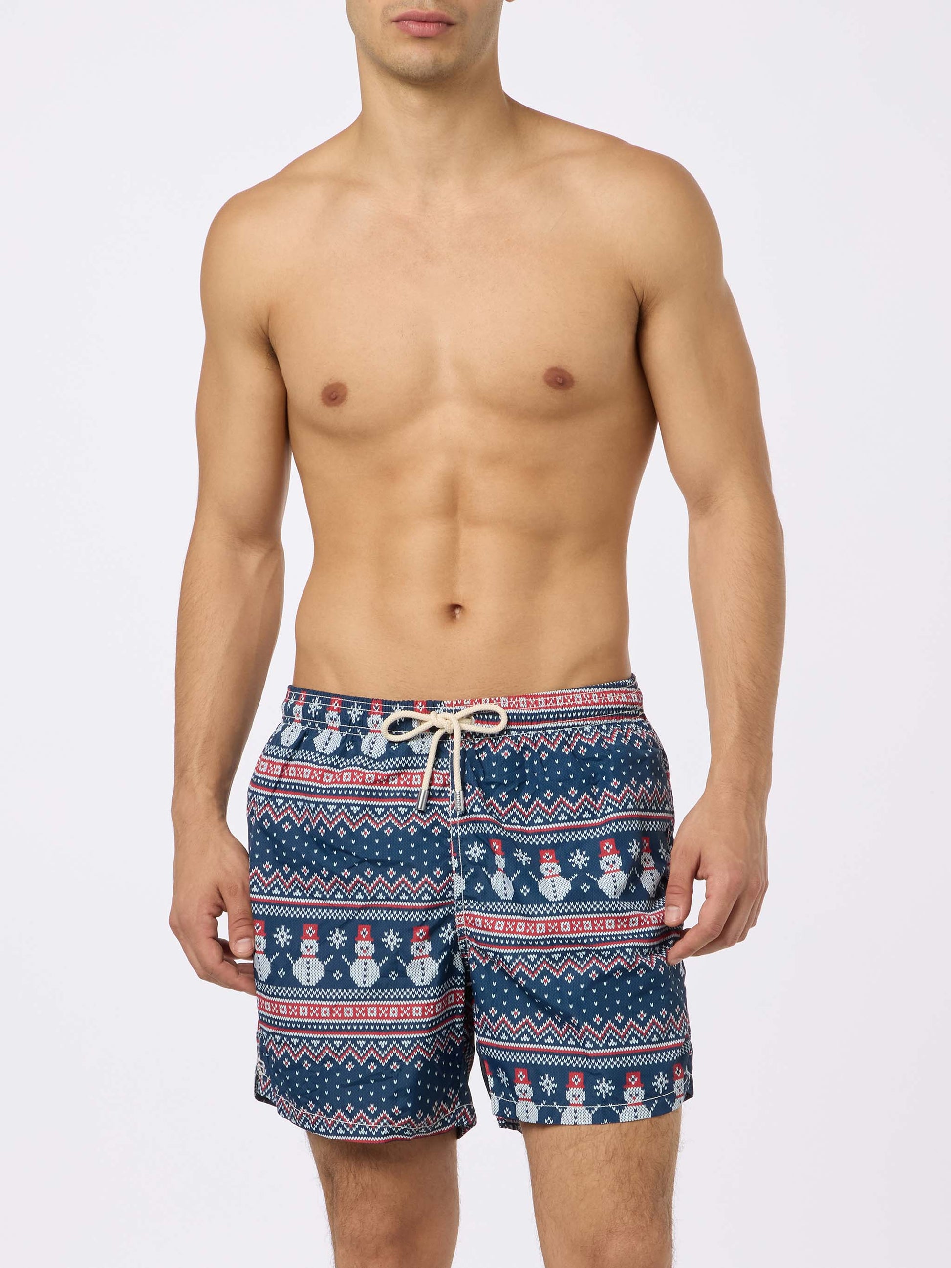 Light fabric man swim shorts snowman print - MC2 Saint Barth