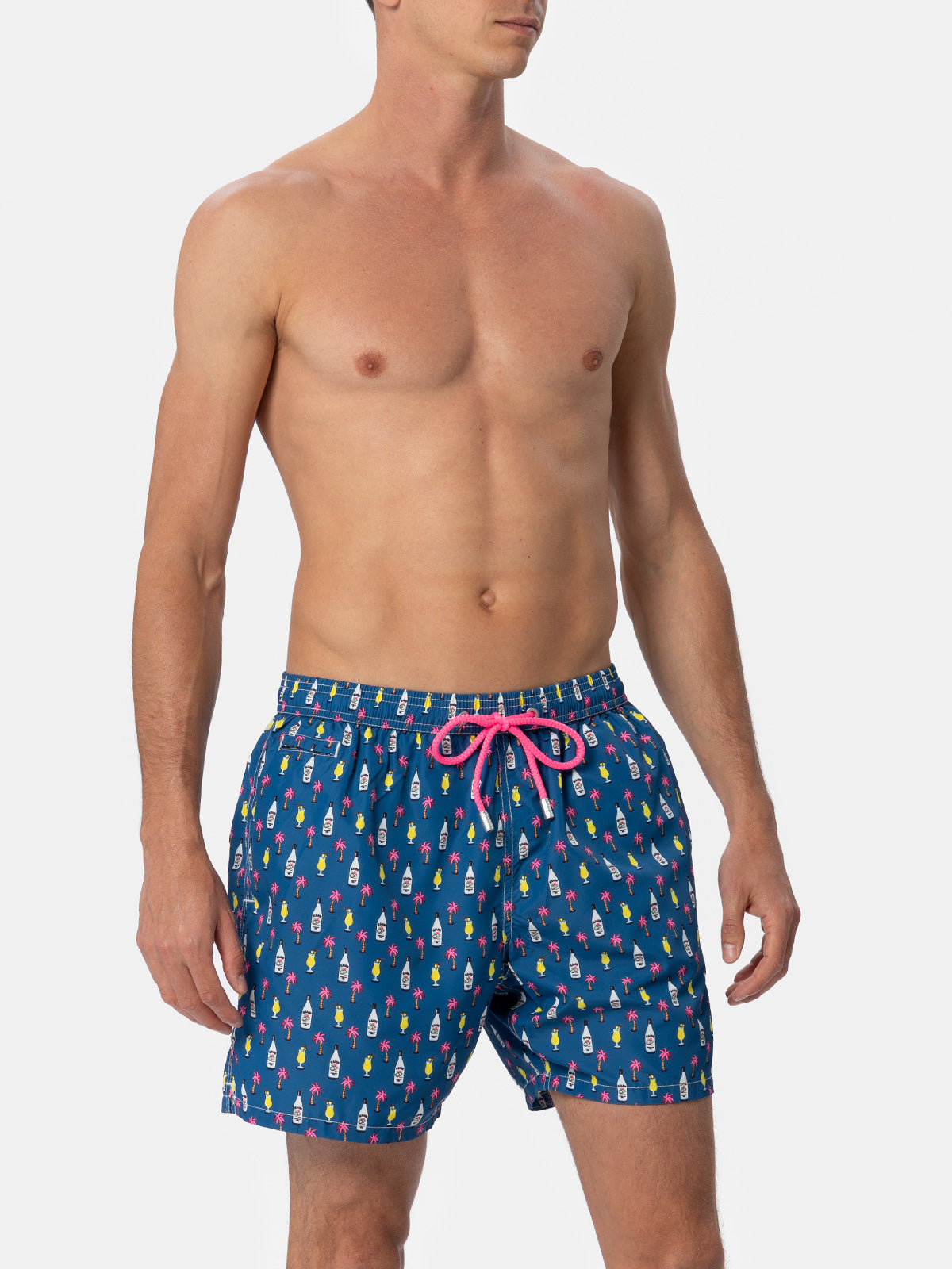 Man lightweight fabric swim-shorts Lighting Micro Fantasy with cocktail print - MC2 Saint Barth