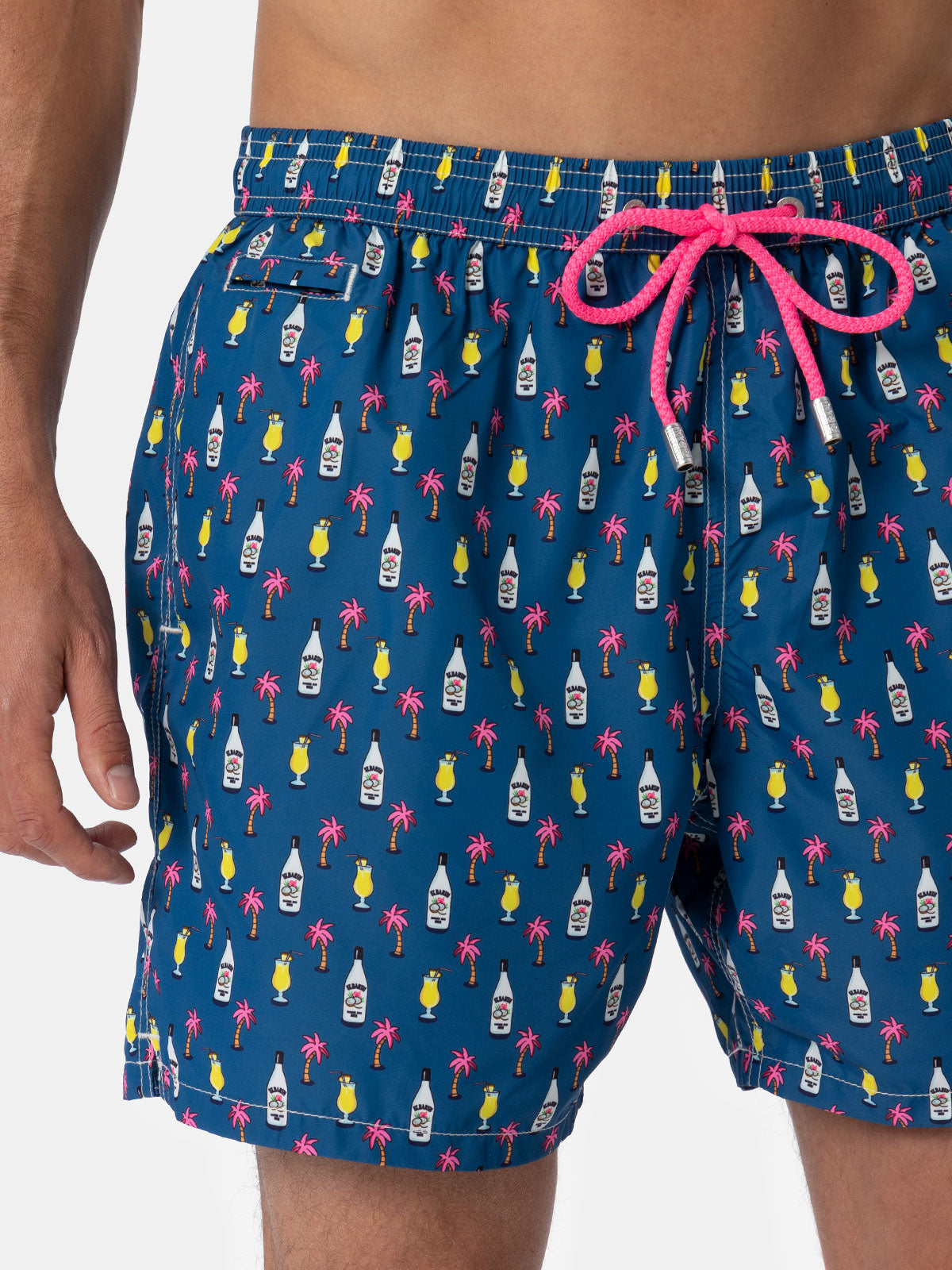 Man lightweight fabric swim-shorts Lighting Micro Fantasy with cocktail print - MC2 Saint Barth