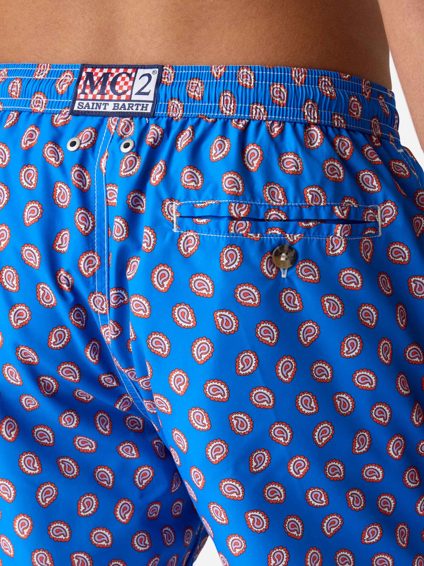 Lightweight fabric swim shorts Lighting with paisley  print