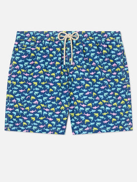 Short de bain Lighting Micro Fantasy à imprimé requin bleu 