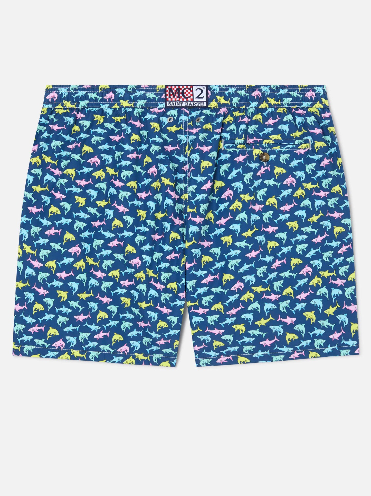 Short de bain Lighting Micro Fantasy à imprimé requin bleu 