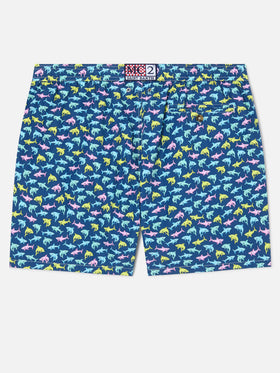 Short de bain Lighting Micro Fantasy à imprimé requin bleu 