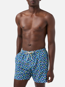 Short de bain Lighting Micro Fantasy à imprimé requin bleu 