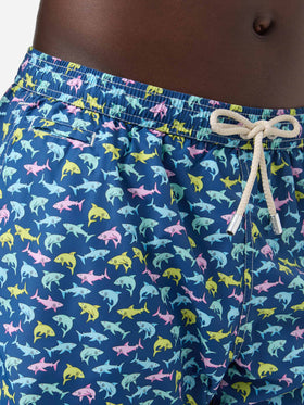Short de bain Lighting Micro Fantasy à imprimé requin bleu 