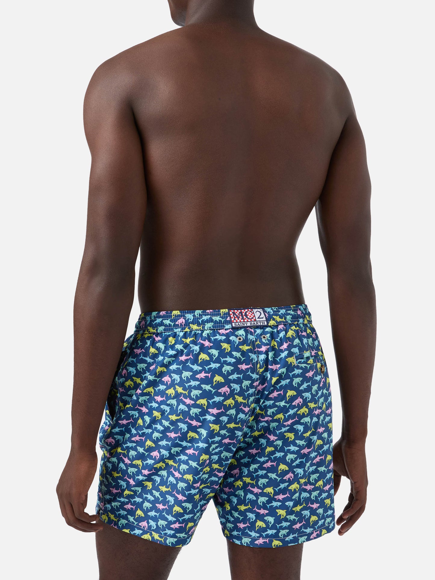 Short de bain Lighting Micro Fantasy à imprimé requin bleu 