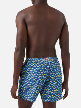 Short de bain Lighting Micro Fantasy à imprimé requin bleu 