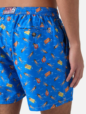 Badehose aus leichtem Stoff mit verspieltem Puppenmuster