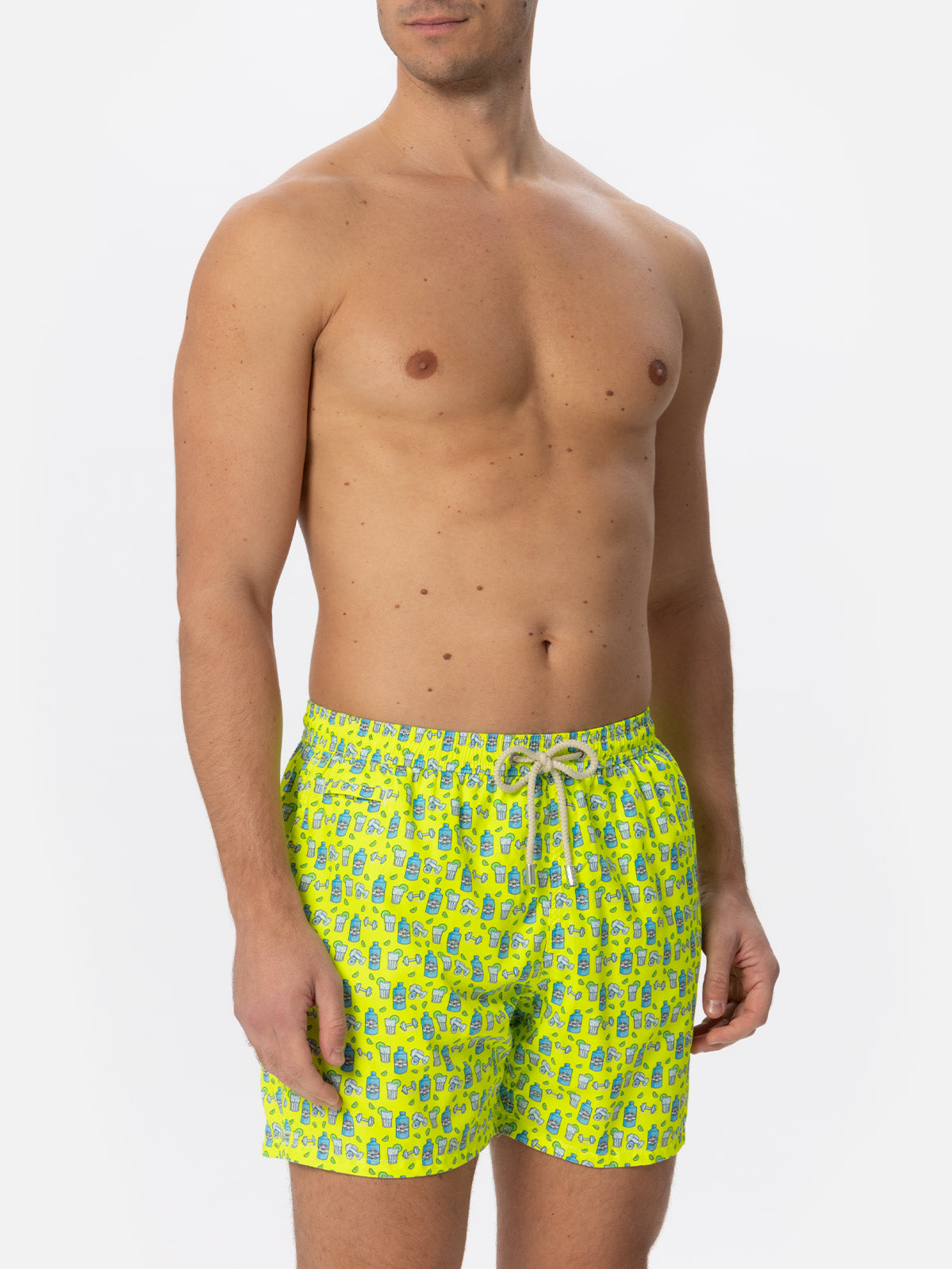 Man light fabric swim shorts with gin and gym print - MC2 Saint Barth