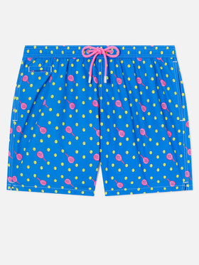 Lighting Micro Fantasy swim shorts in technical fabric with padel pattern in blue and multicolor