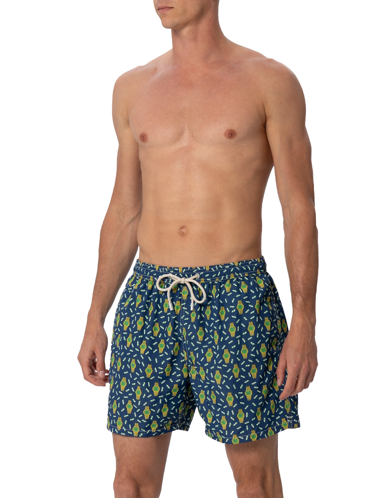 Man lightweight fabric swim-shorts Lighting Micro Fantasy with watches print - MC2 Saint Barth