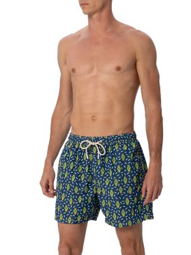 Man lightweight fabric swim-shorts Lighting Micro Fantasy with watches print - MC2 Saint Barth