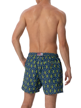 Man lightweight fabric swim-shorts Lighting Micro Fantasy with watches print - MC2 Saint Barth