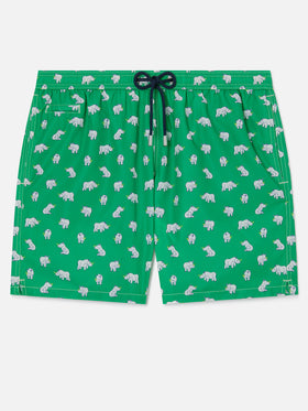 Lighting Micro Fantasy swim shorts in technical fabric with rhino pattern in green and multicolor
