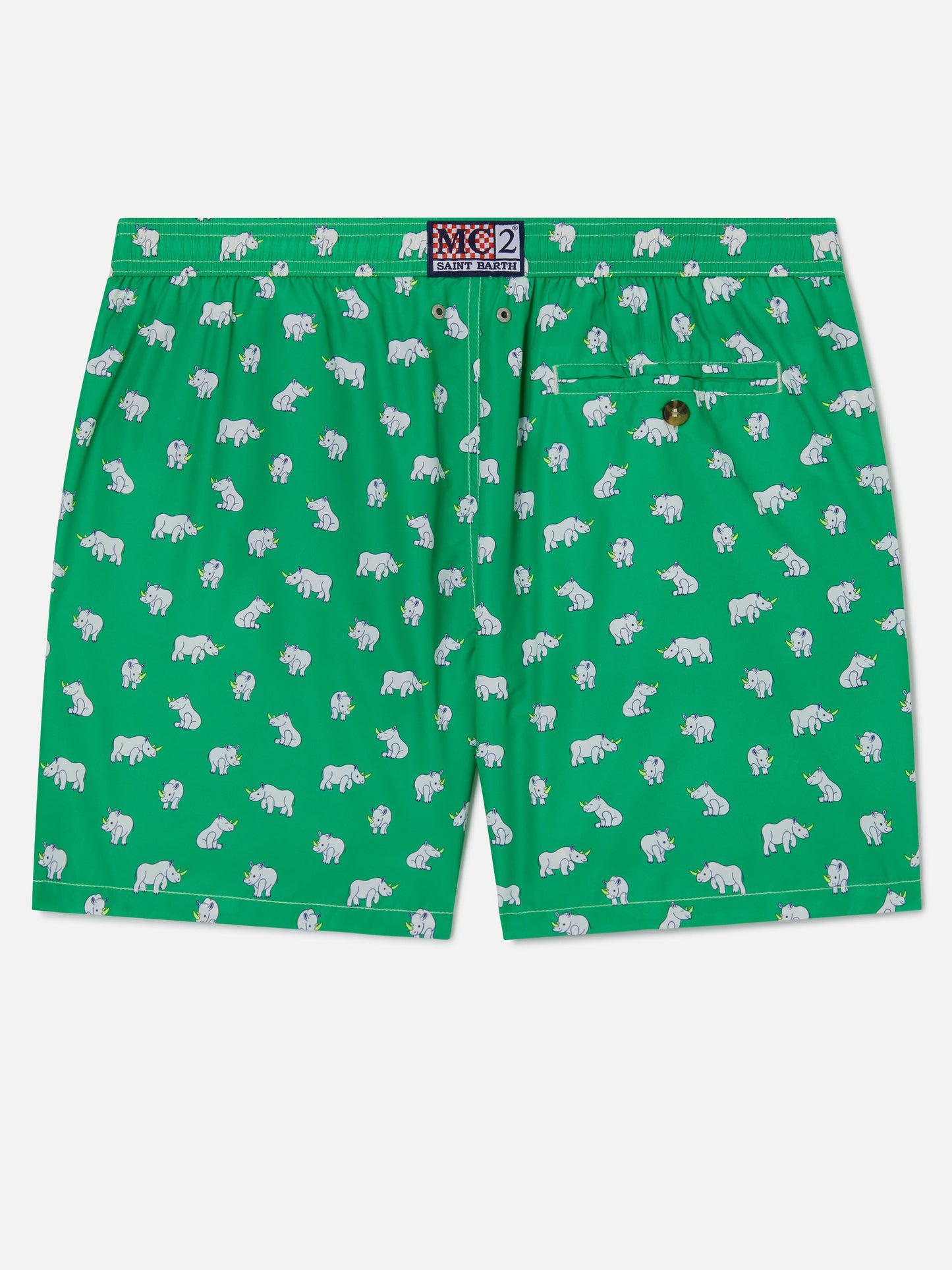 Lighting Micro Fantasy swim shorts in technical fabric with rhino pattern in green and multicolor
