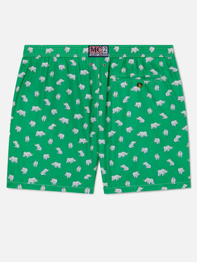 Lighting Micro Fantasy swim shorts in technical fabric with rhino pattern in green and multicolor