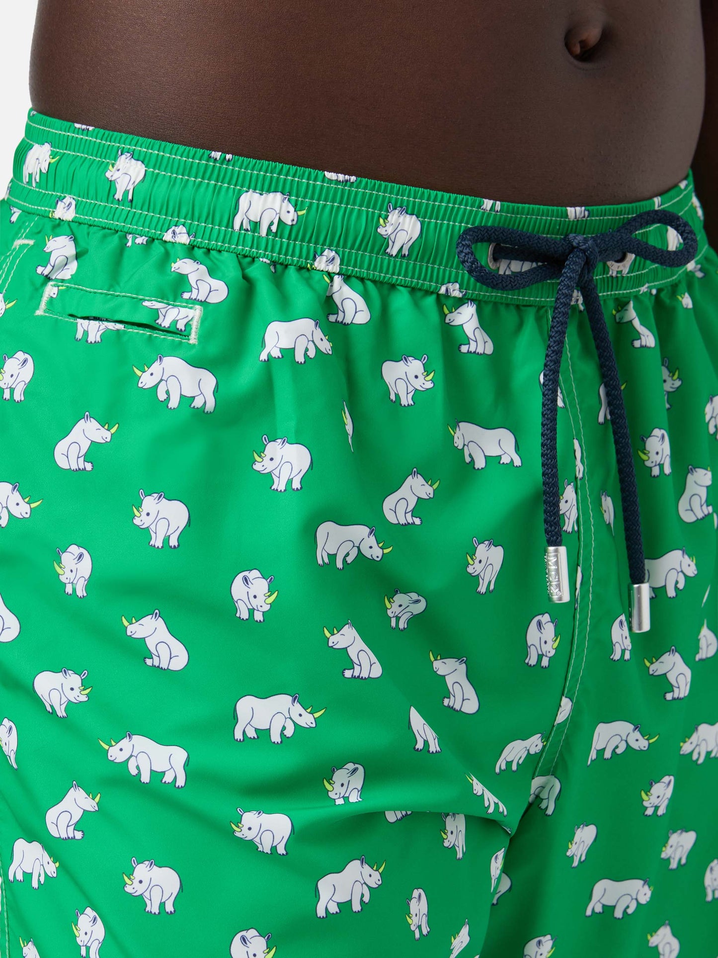 Lighting Micro Fantasy swim shorts in technical fabric with rhino pattern in green and multicolor