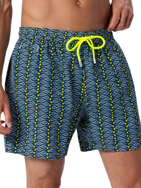 Man lightweight fabric swim-shorts Lighting Micro Fantasy with tennis print - MC2 Saint Barth