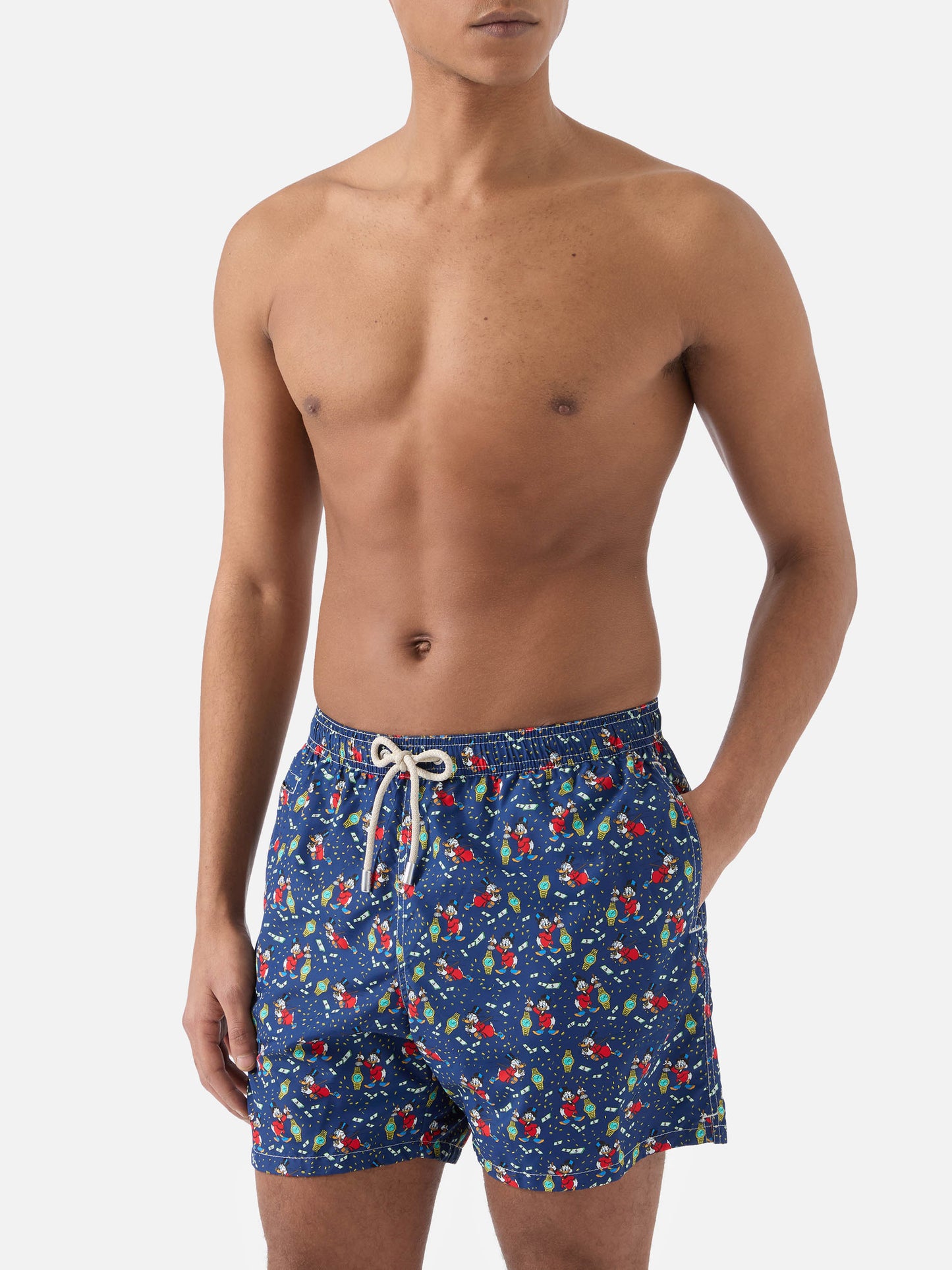 Navy Lighting Micro swim shorts with McDuck and watches print | Special Edition