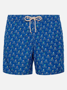 Lightweight fabric swim shorts Lighting with bikers  print