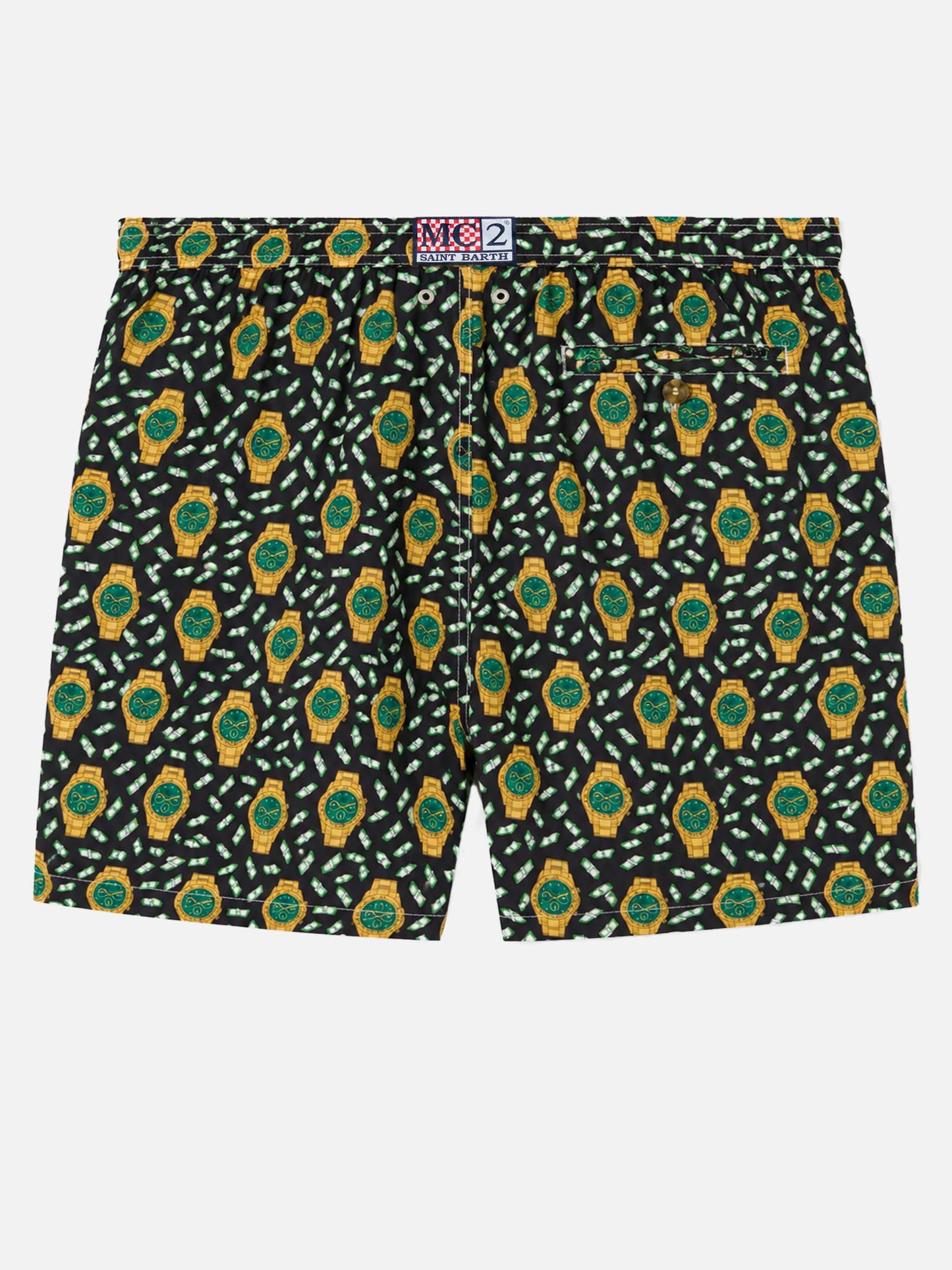 Short de bain en tissu léger Lighting avec imprimé montres 
