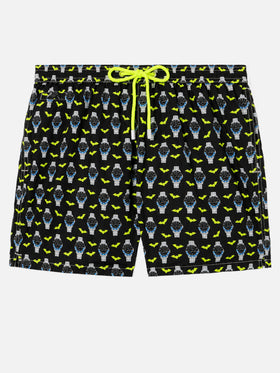 Short de bain en tissu léger Lighting avec imprimé montres 