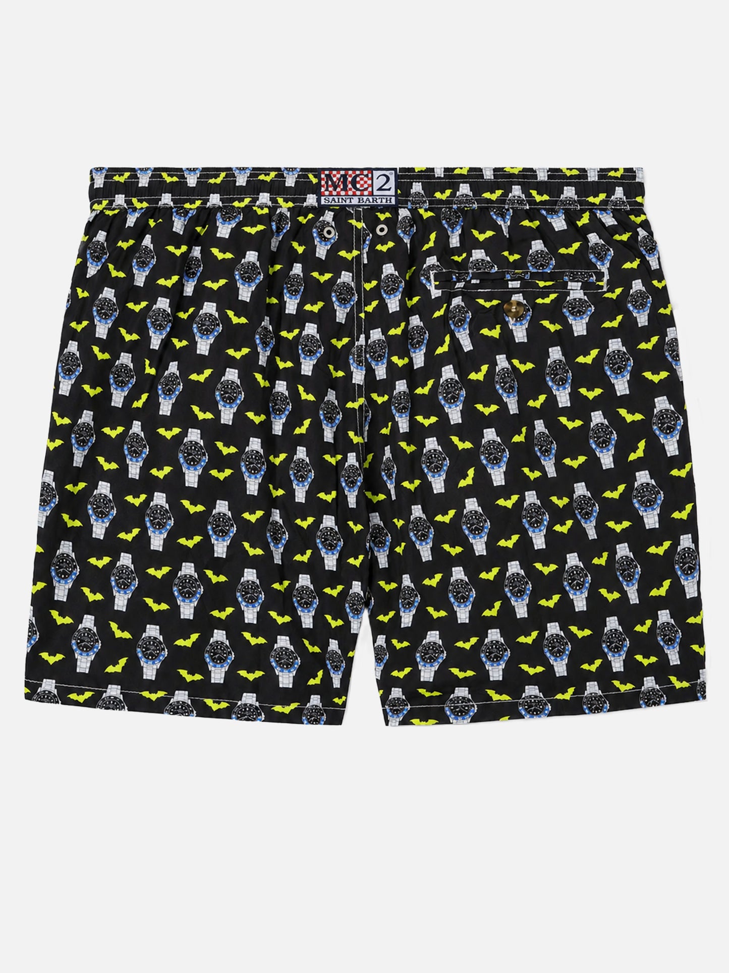Short de bain en tissu léger Lighting avec imprimé montres 
