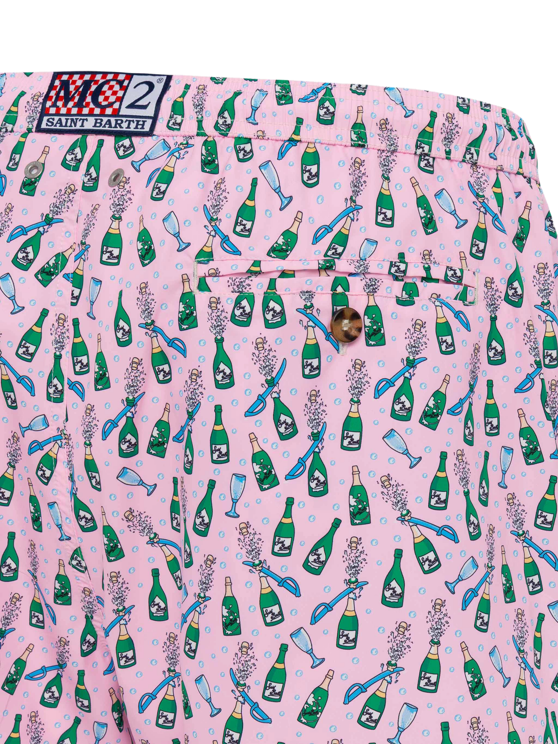 Lightweight fabric swim shorts Lighting with sabrage and bottle print - MC2 Saint Barth