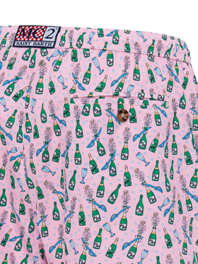 Lightweight fabric swim shorts Lighting with sabrage and bottle print - MC2 Saint Barth