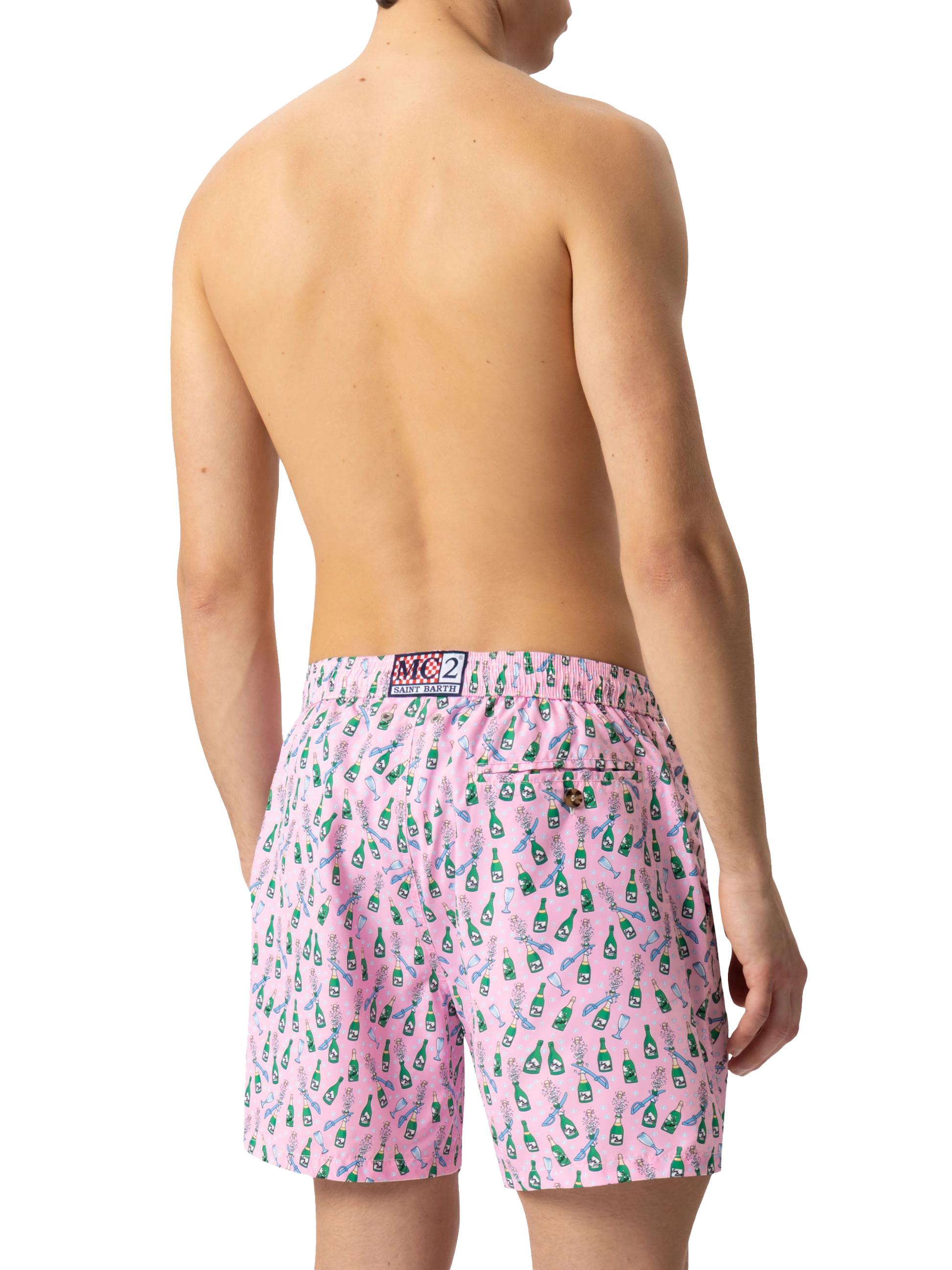 Lightweight fabric swim shorts Lighting with sabrage and bottle print - MC2 Saint Barth