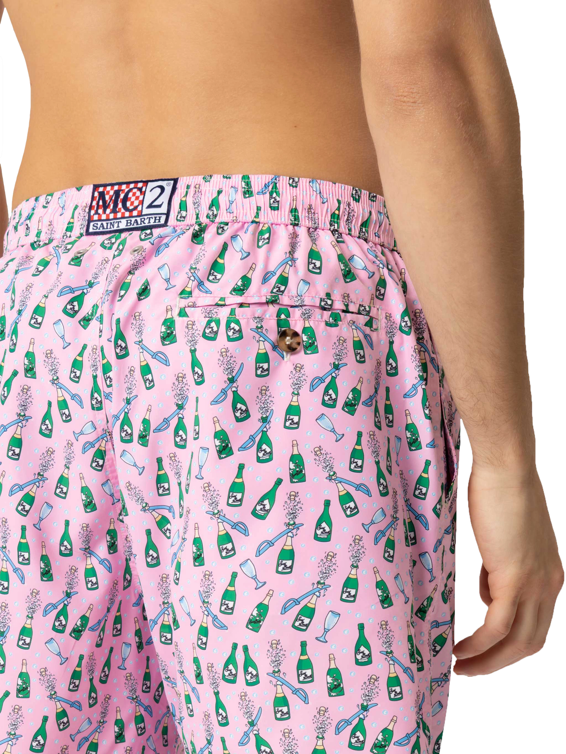 Lightweight fabric swim shorts Lighting with sabrage and bottle print - MC2 Saint Barth