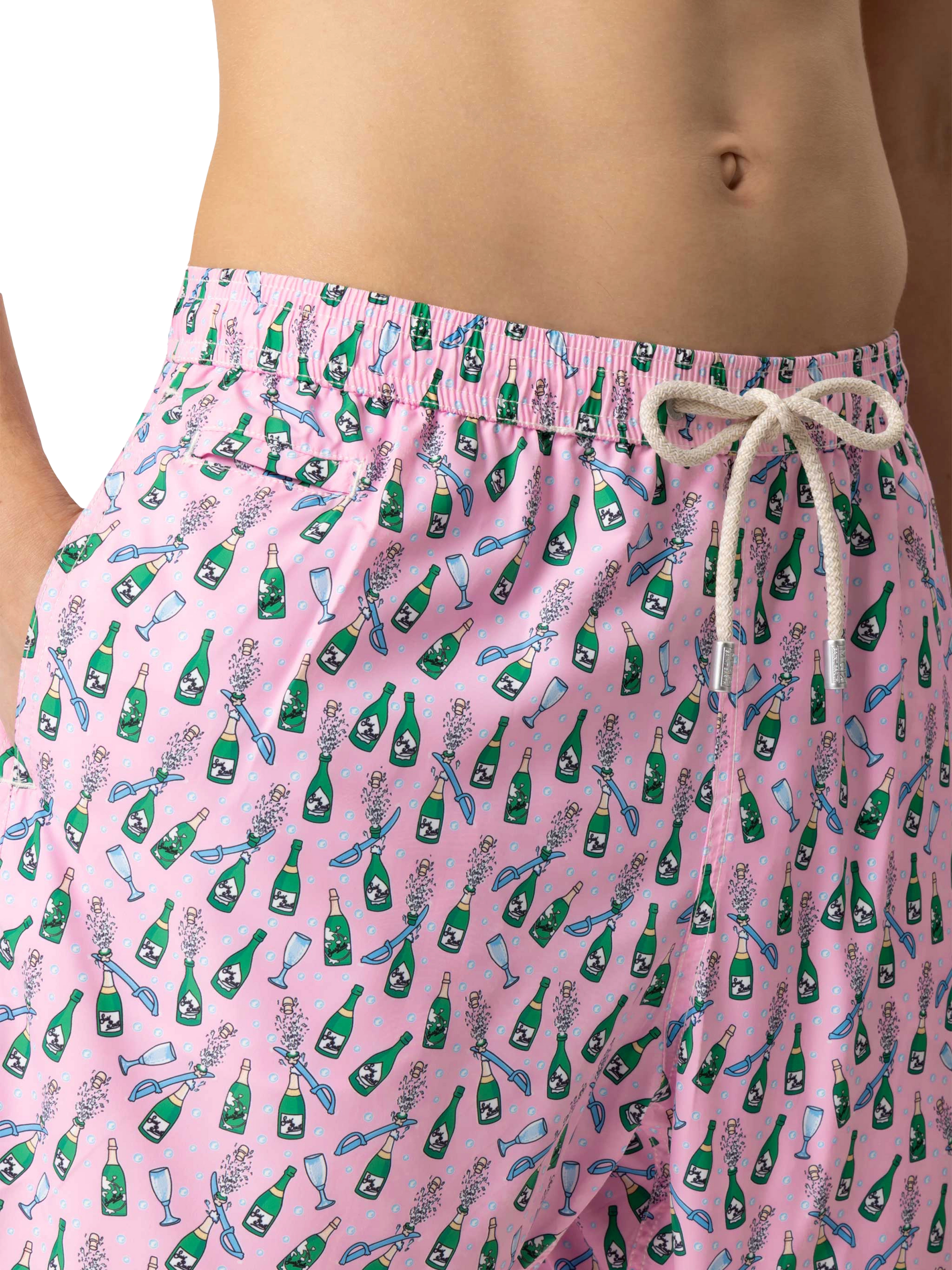 Lightweight fabric swim shorts Lighting with sabrage and bottle print - MC2 Saint Barth