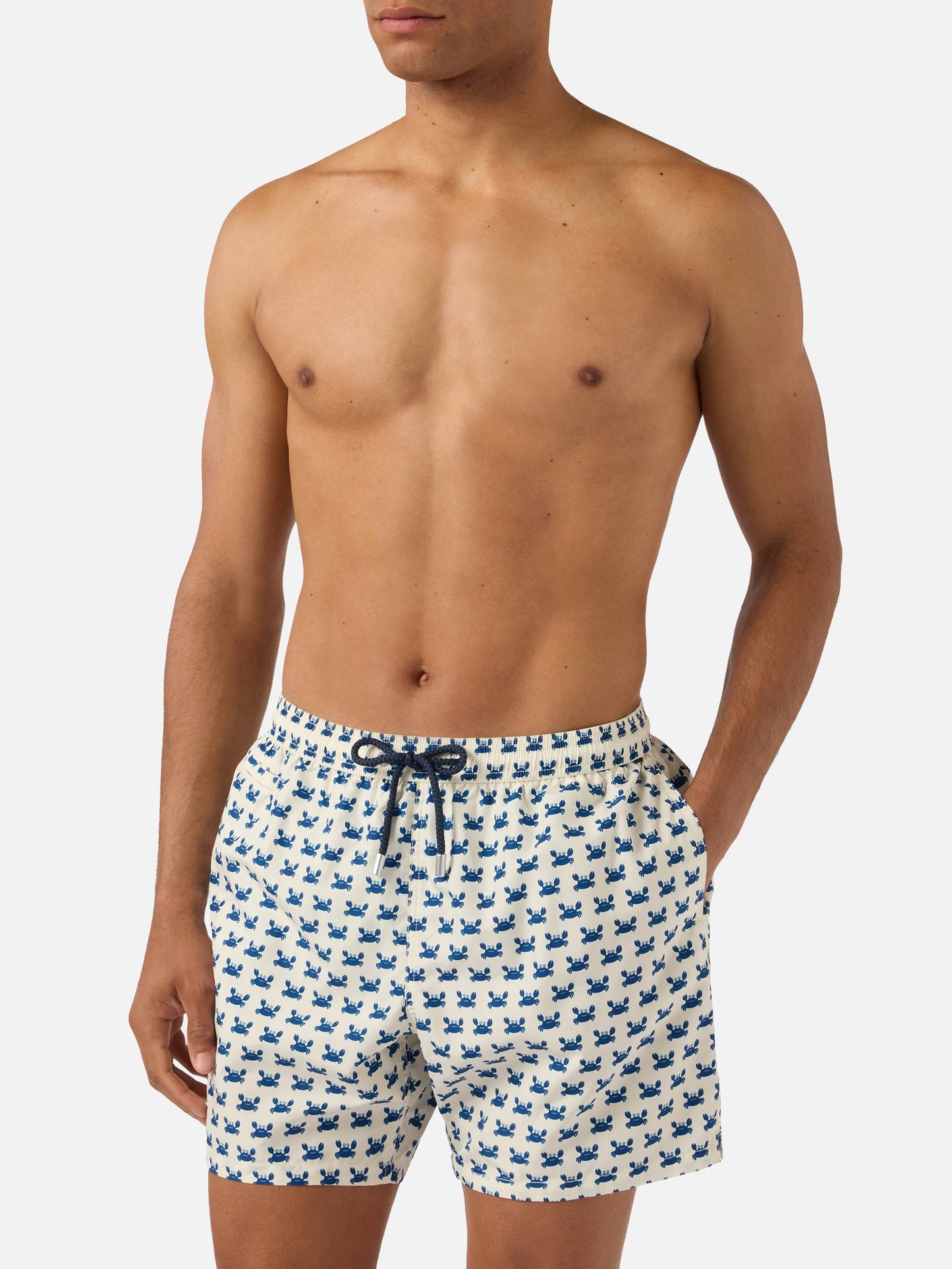 White Lighting Micro swim shorts with crab all-over print