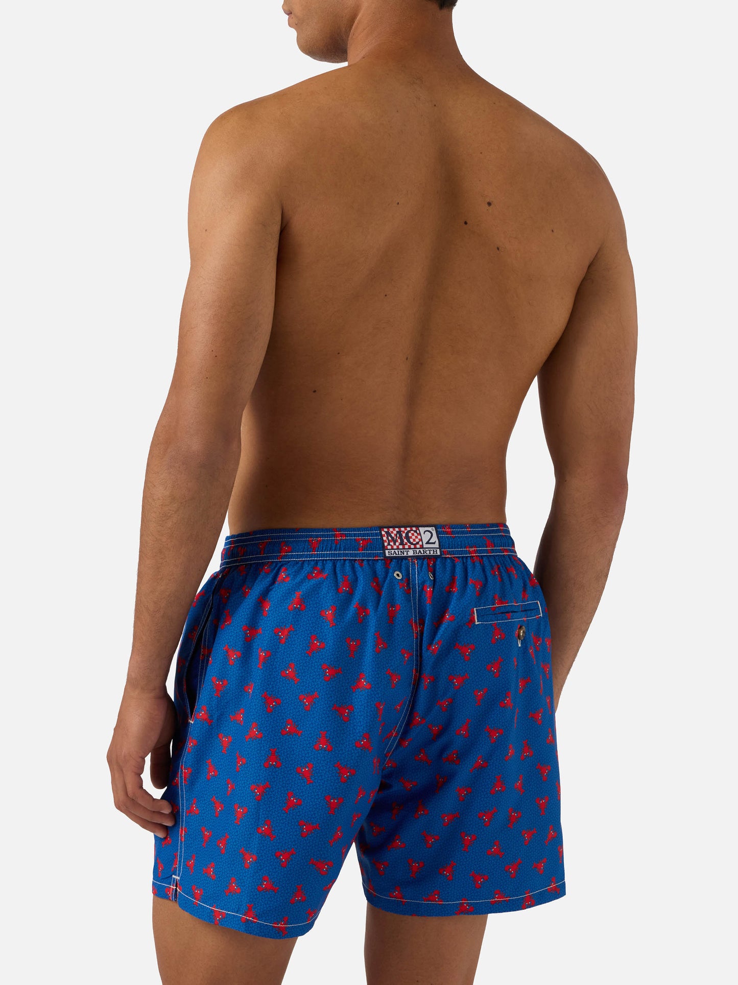 Navy Lighting Micro swim shorts with mini lobster all-over print