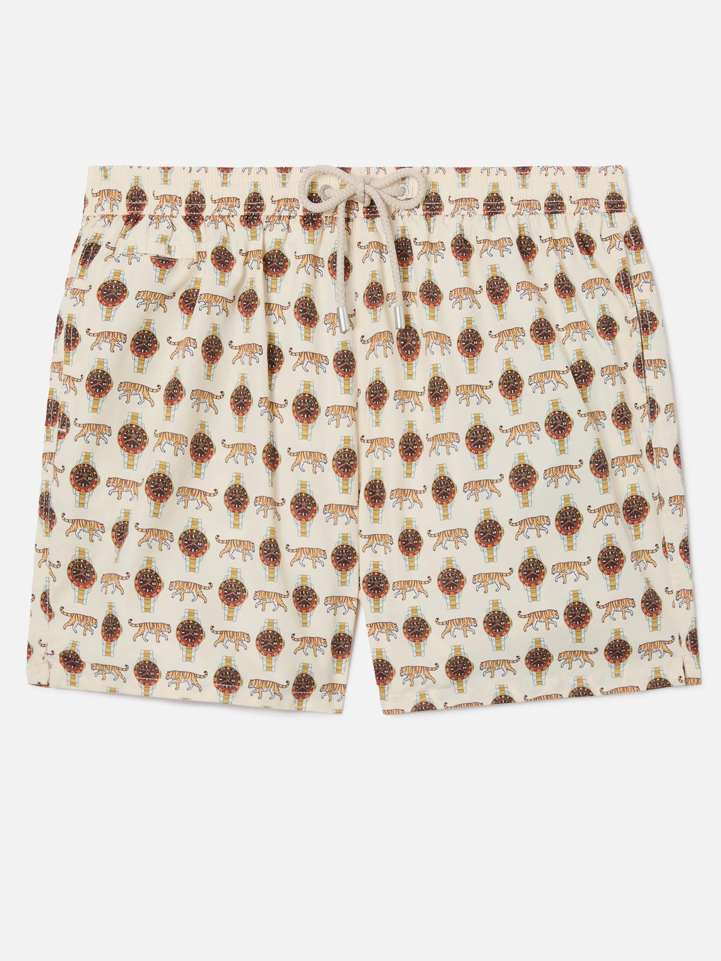 Short de bain Micro Lighting beige avec imprimé wild watch 