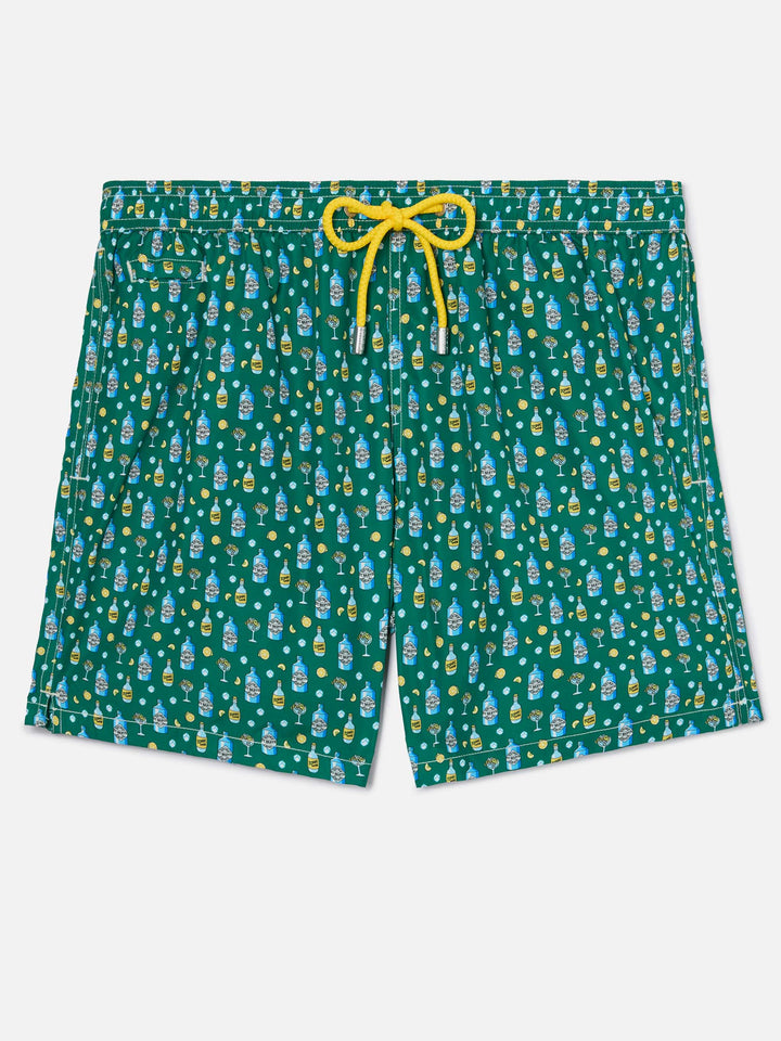 Green Lighting Micro swim shorts with gin and cocktail print