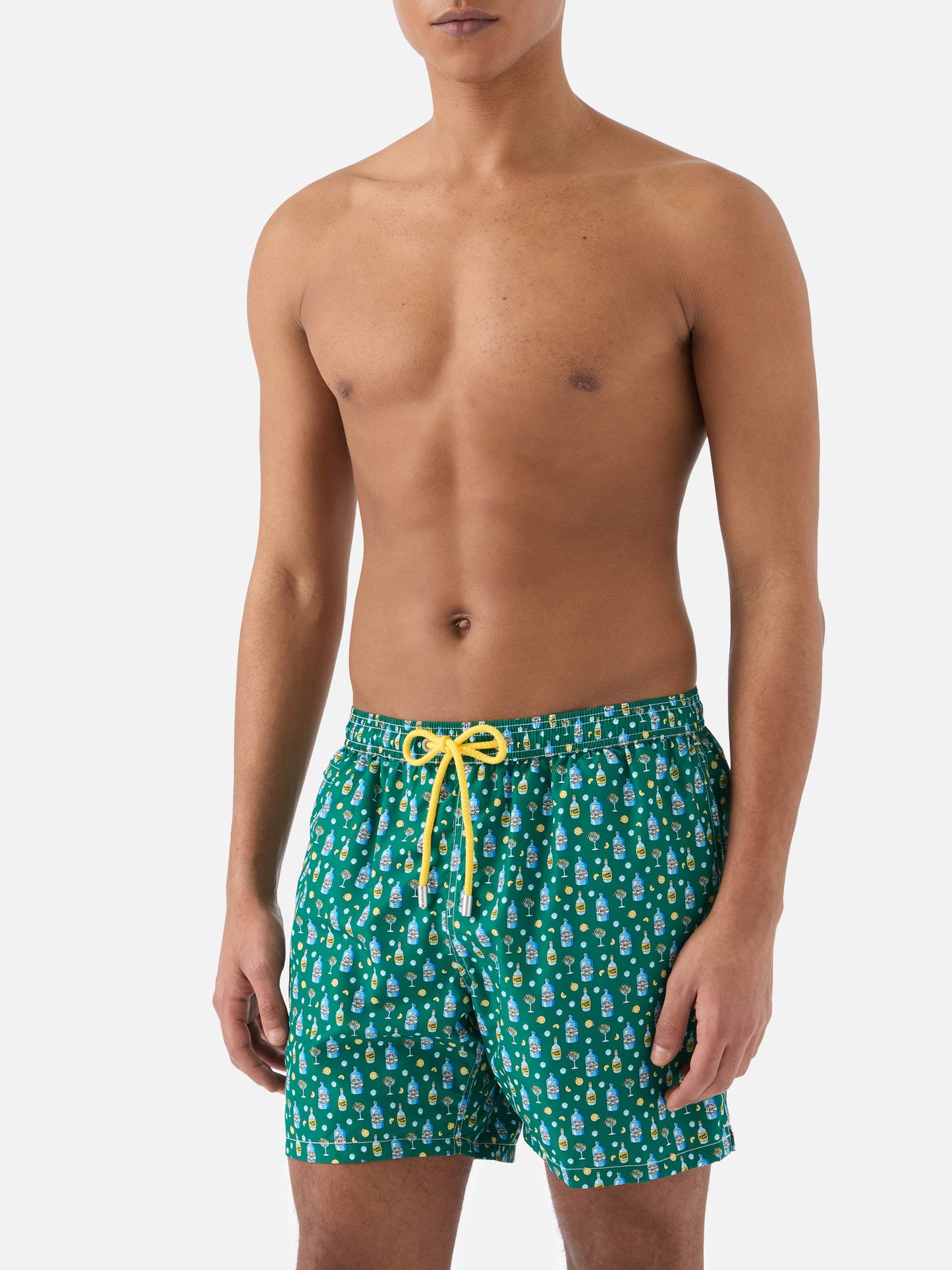 Green Lighting Micro swim shorts with gin and cocktail print