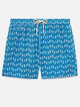 Short de bain Micro Lighting bleu clair avec imprimé cocktail 