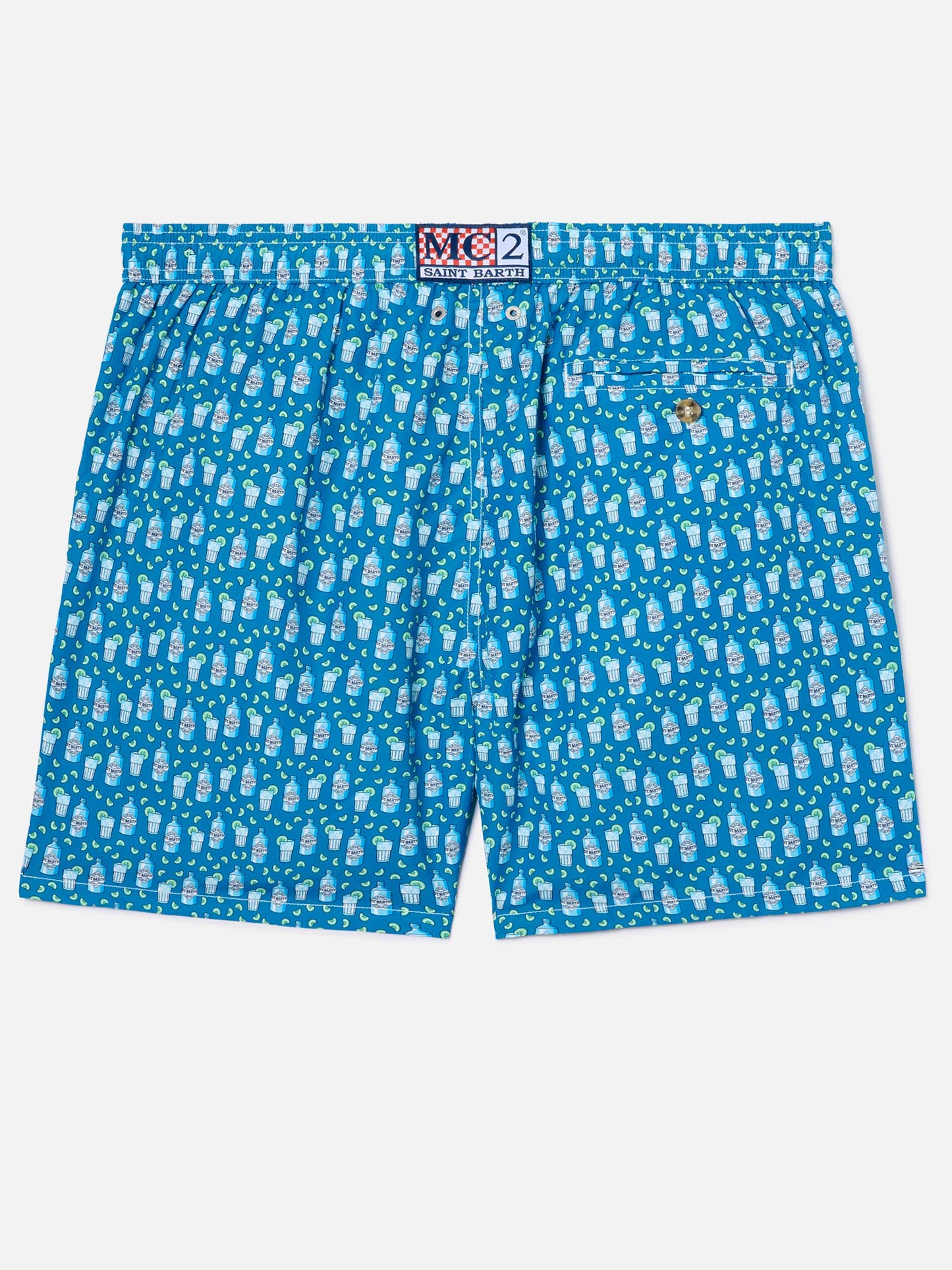 Short de bain Micro Lighting bleu clair avec imprimé cocktail 